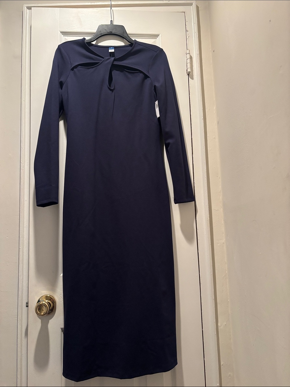 Old Navy Navy Long-Sleeve Tie-Detail Midi Dress